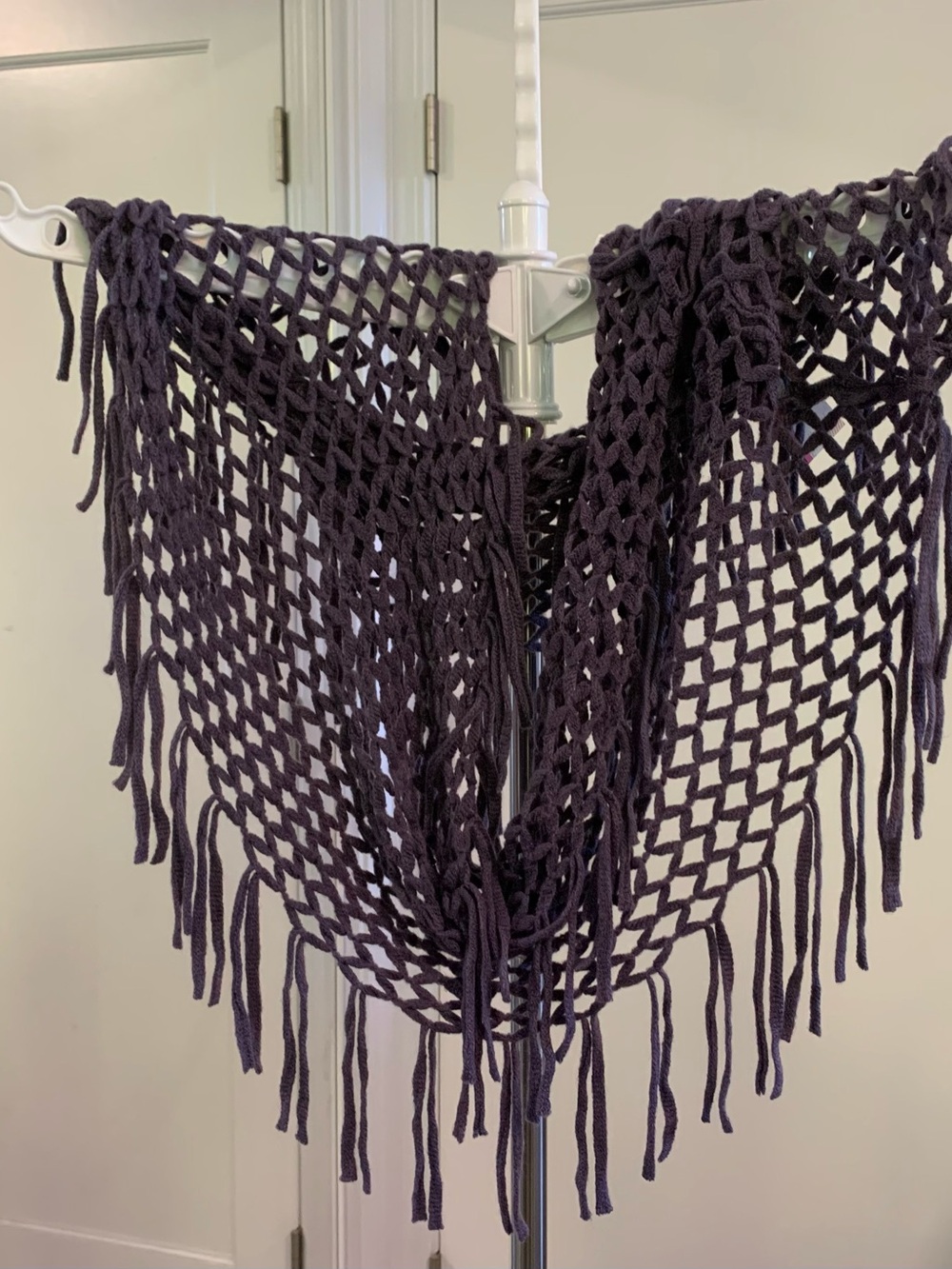 west loop Purple Open-Knit Fringe Scarf Wrap